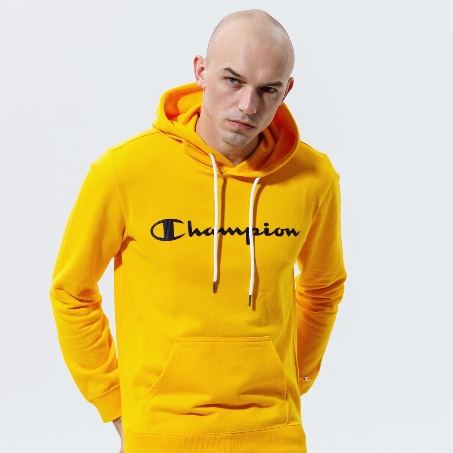 pánská mikina CHAMPION MIKINA S KAPUCÍ HOODED SWEATSHIRT 214138YS058 ŽLUTÁ