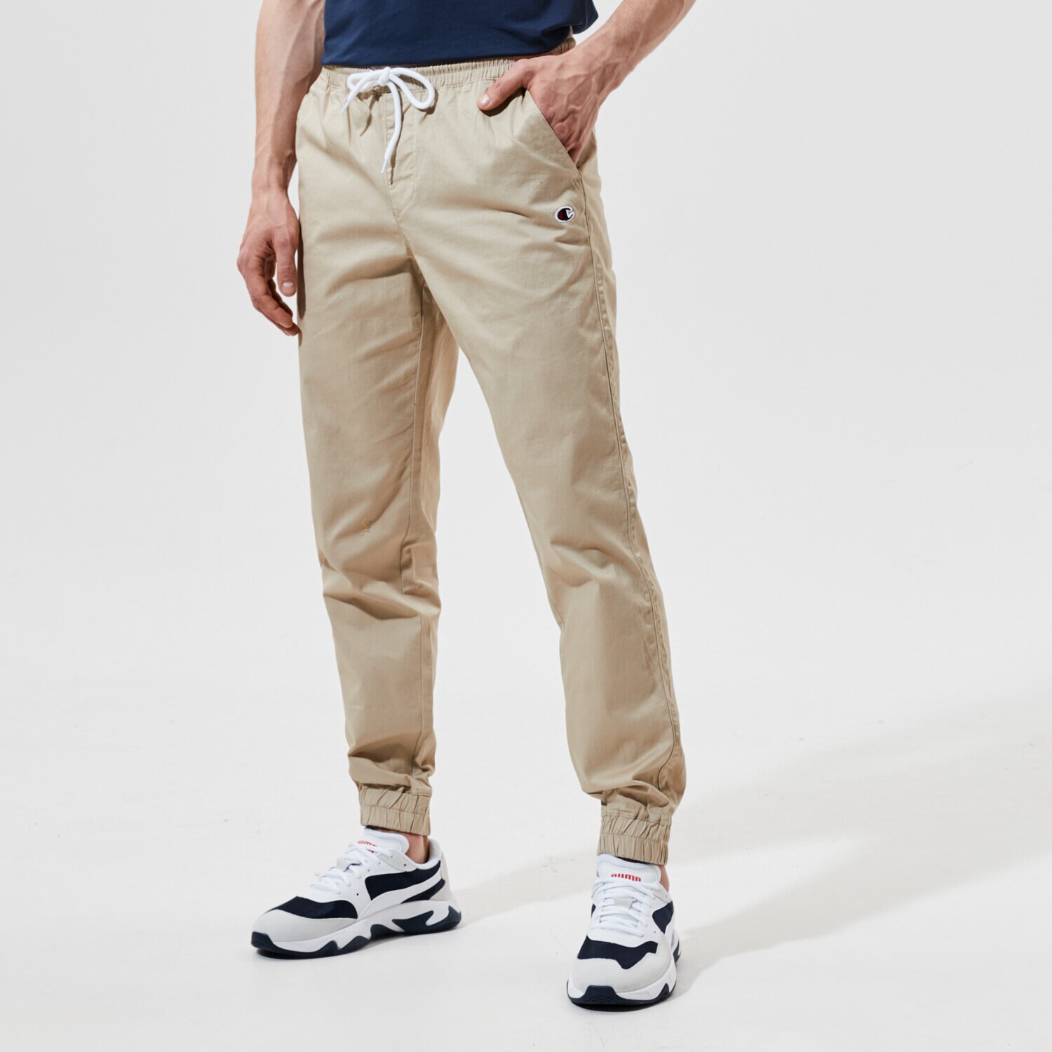 pánské kalhoty CHAMPION KALHOTY  ELASTIC CUFF PANTS 214366MS025 BÉŽOVÁ