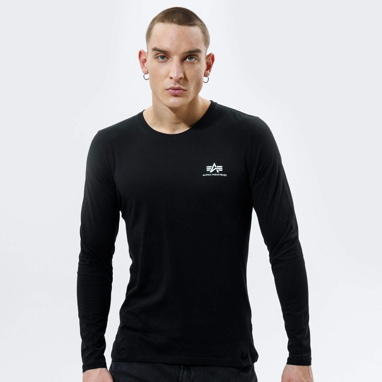 pánské tričko ALPHA INDUSTRIES TRIČKO BASIC LS SMALL LOGO 198517-03 ČERNÁ