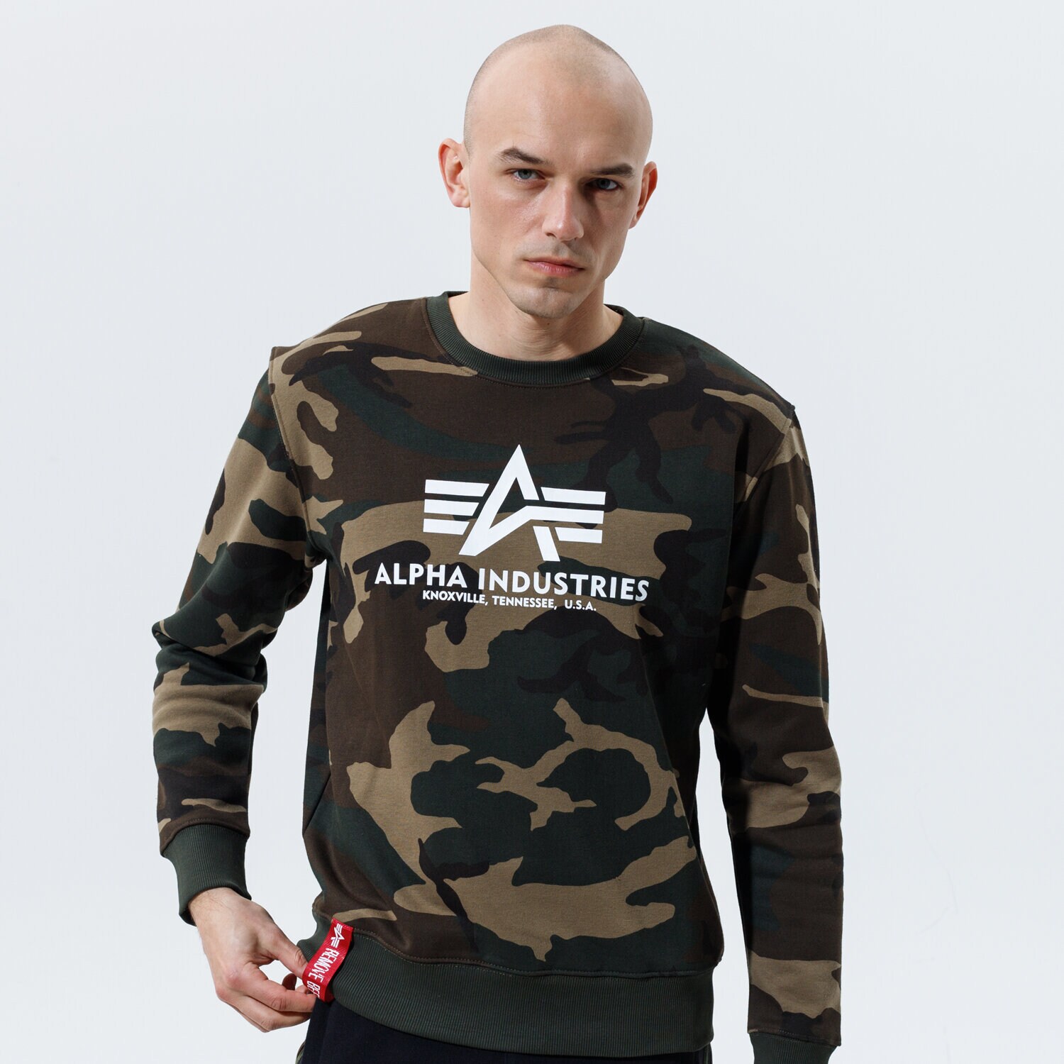 pánská mikina ALPHA INDUSTRIES MIKINA BASIC SWEATER CAMO 178302C-408 KHAKI
