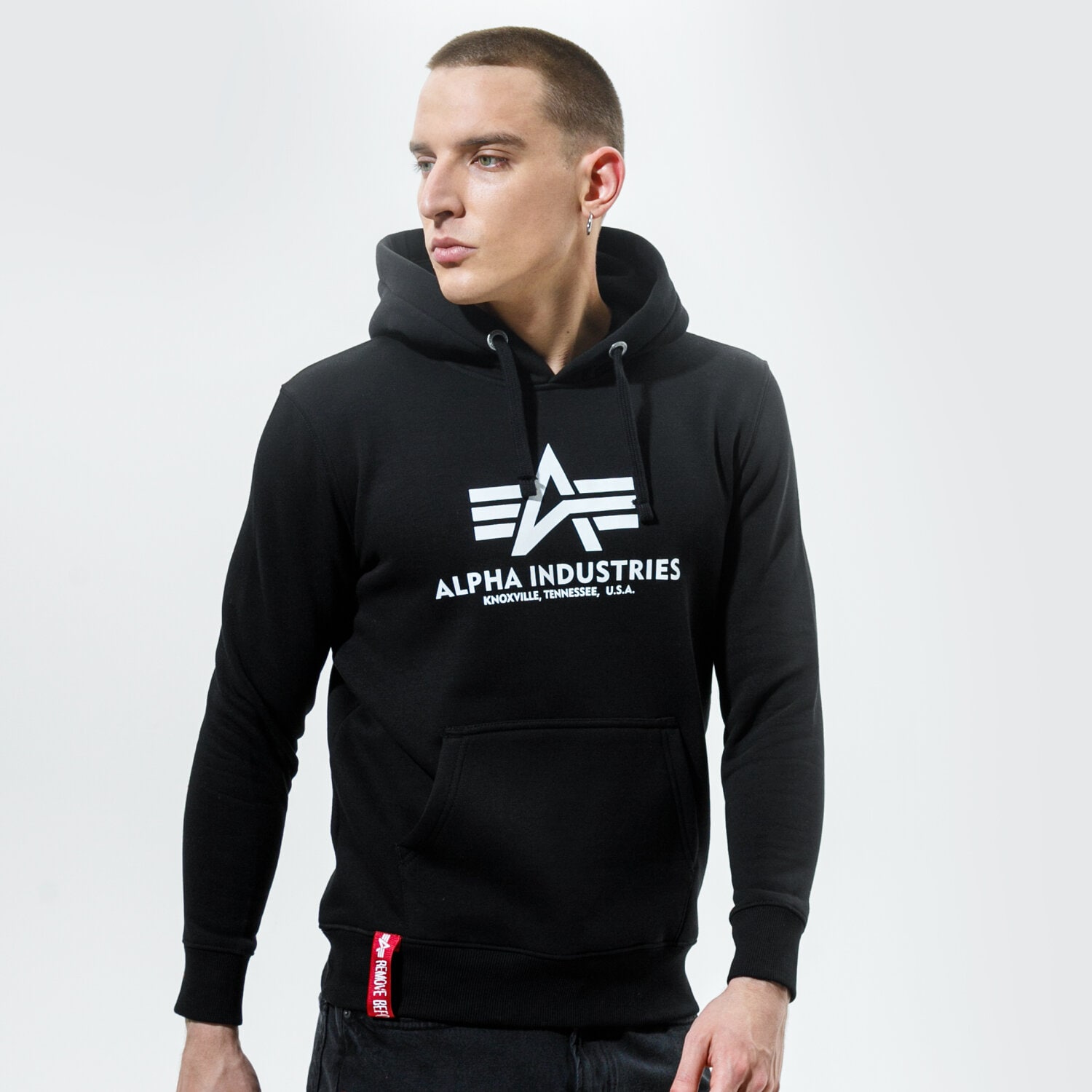 pánská mikina ALPHA INDUSTRIES MIKINA S KAPUCÍ BASIC HOODY 178312-03 ČERNÁ