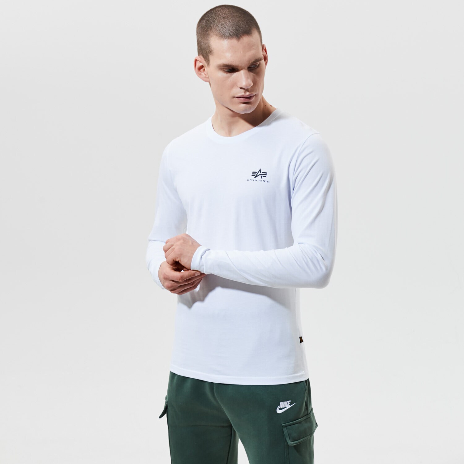 pánské tričko ALPHA INDUSTRIES TRIČKO BASIC LS SMALL LOGO 198517-09 BÍLÁ