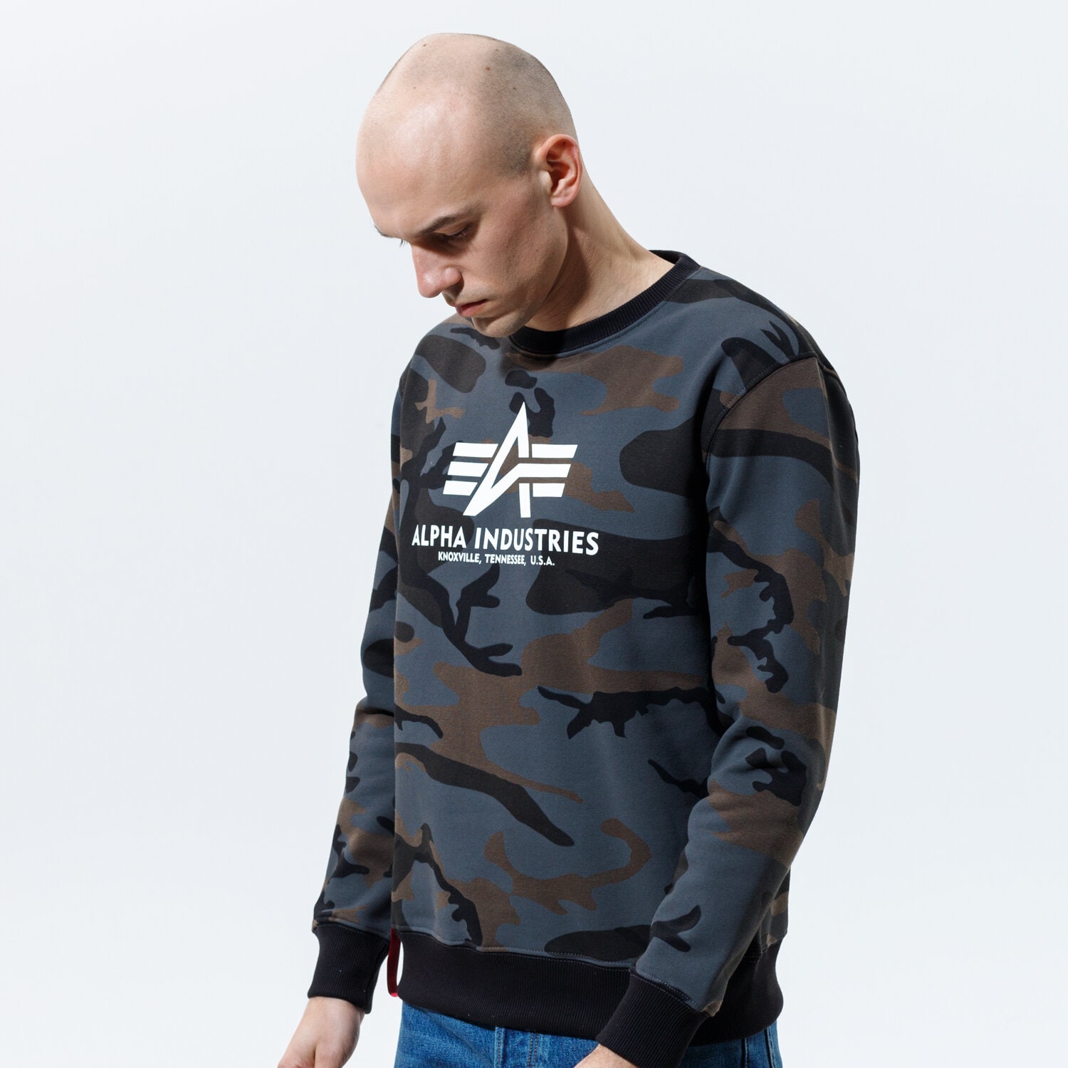 pánská mikina ALPHA INDUSTRIES MIKINA BASIC SWEATER CAMO 178302C-125 KHAKI