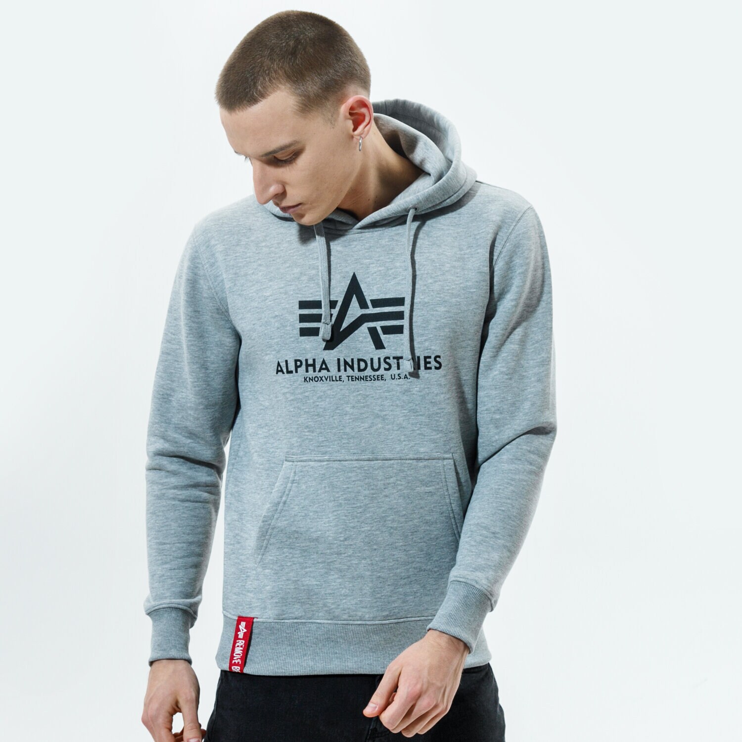 pánská mikina ALPHA INDUSTRIES MIKINA S KAPUCÍ BASIC HOODY 178312-17 ŠEDÁ