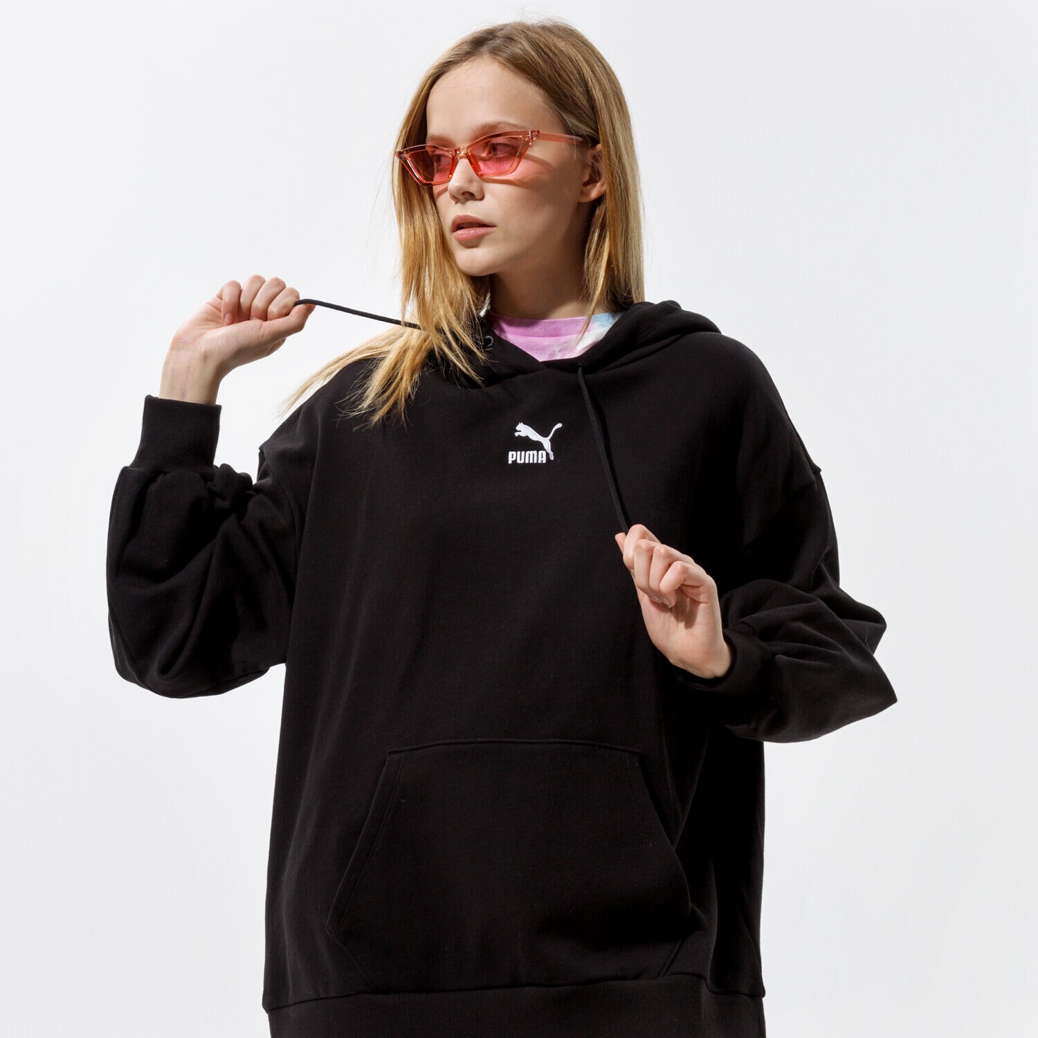 dámská mikina PUMA MIKINA S KAPUCÍ CLASSICS OVERSIZED HOODIE 53041201 ČERNÁ