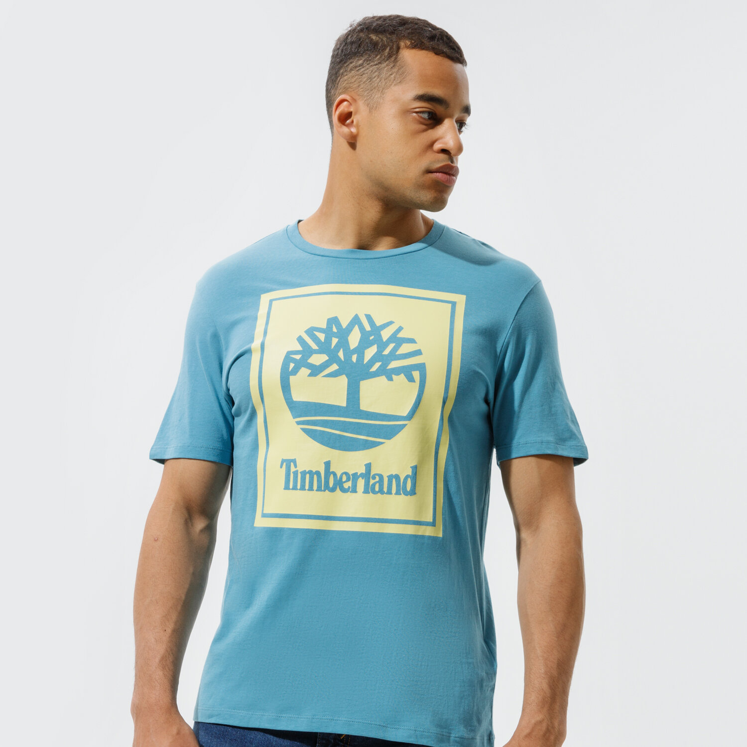 pánské tričko TIMBERLAND TRIČKO YC SS STACK LOGO TEE (REGULAR) TWO TECHNIQ TB0A2AJ1BP11 MODRÁ