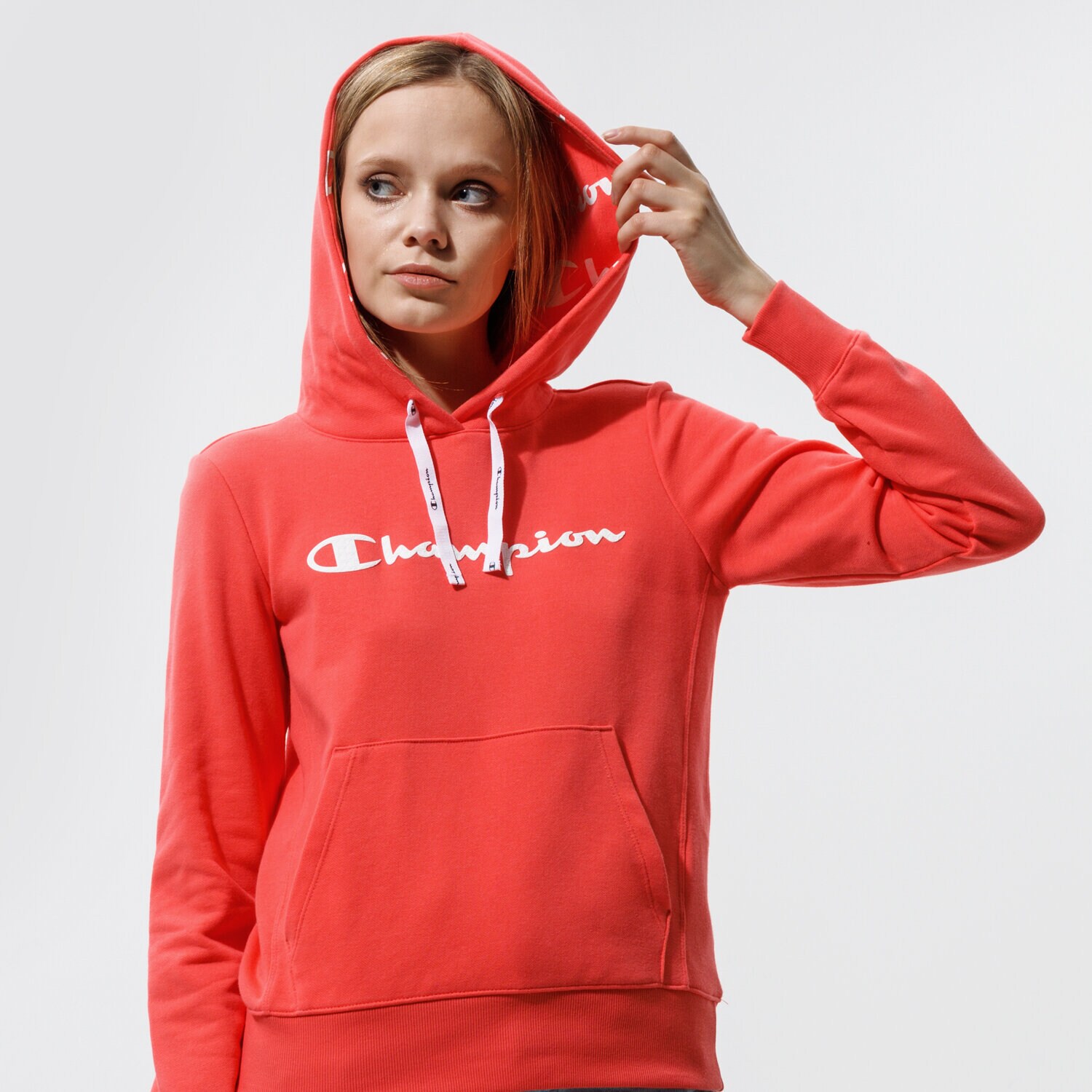 dámská mikina CHAMPION MIKINA S KAPUCÍ HOODED SWEATSHIRT 112580PS004 korálová