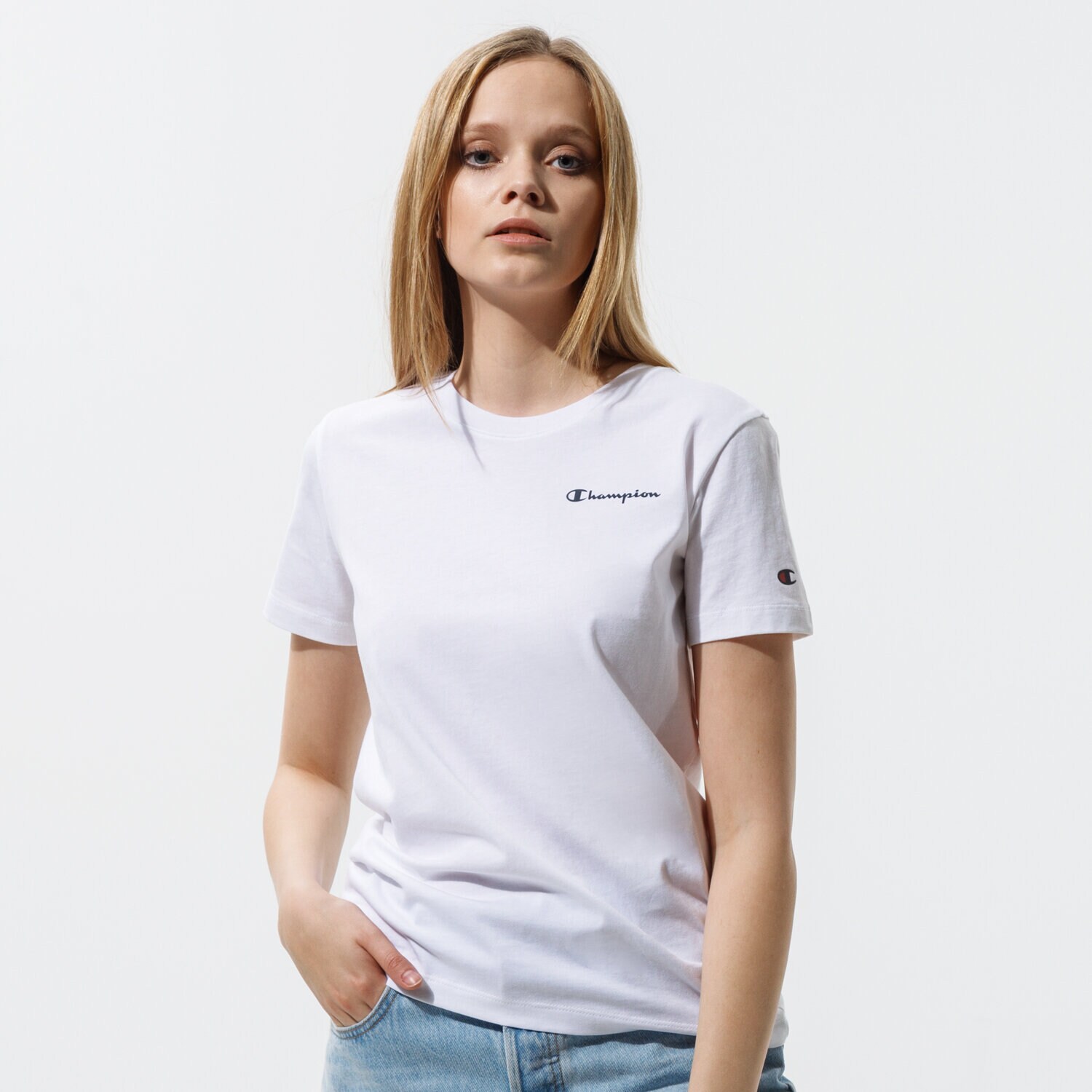 dámské tričko CHAMPION TRIČKO CREWNECK TRIČKO 112605WW001 BÍLÁ
