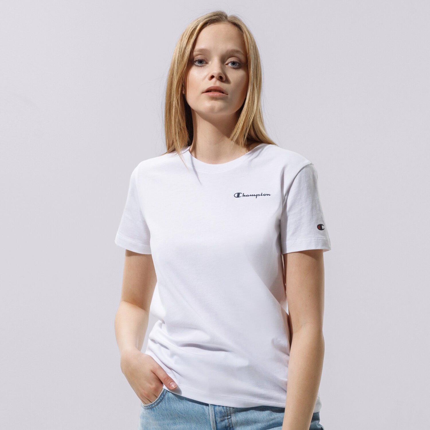 dámské tričko CHAMPION TRIČKO CREWNECK TRIČKO 112605WW001 BÍLÁ