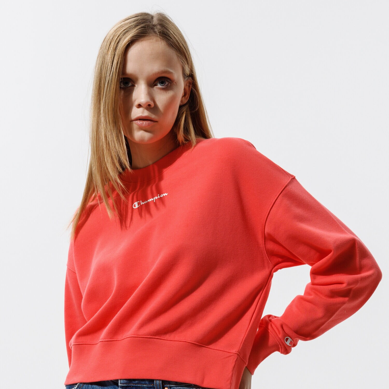 dámská mikina CHAMPION MIKINA CREWNECK SWEATSHIRT 112588PS004 korálová