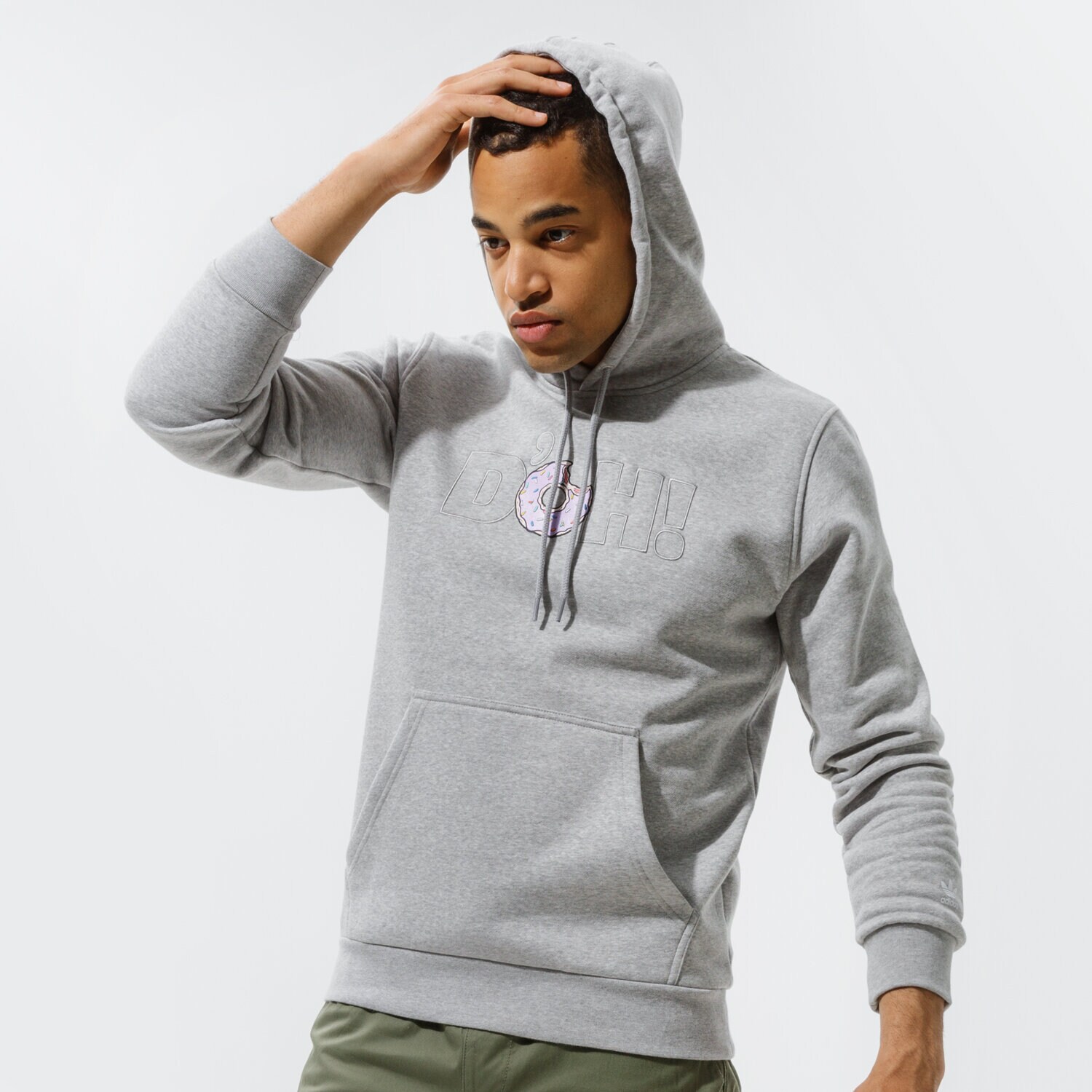 pánská mikina ADIDAS MIKINA S KAPUCÍ SIMPSONS DONUTS HOODIE HA5816 ŠEDÁ