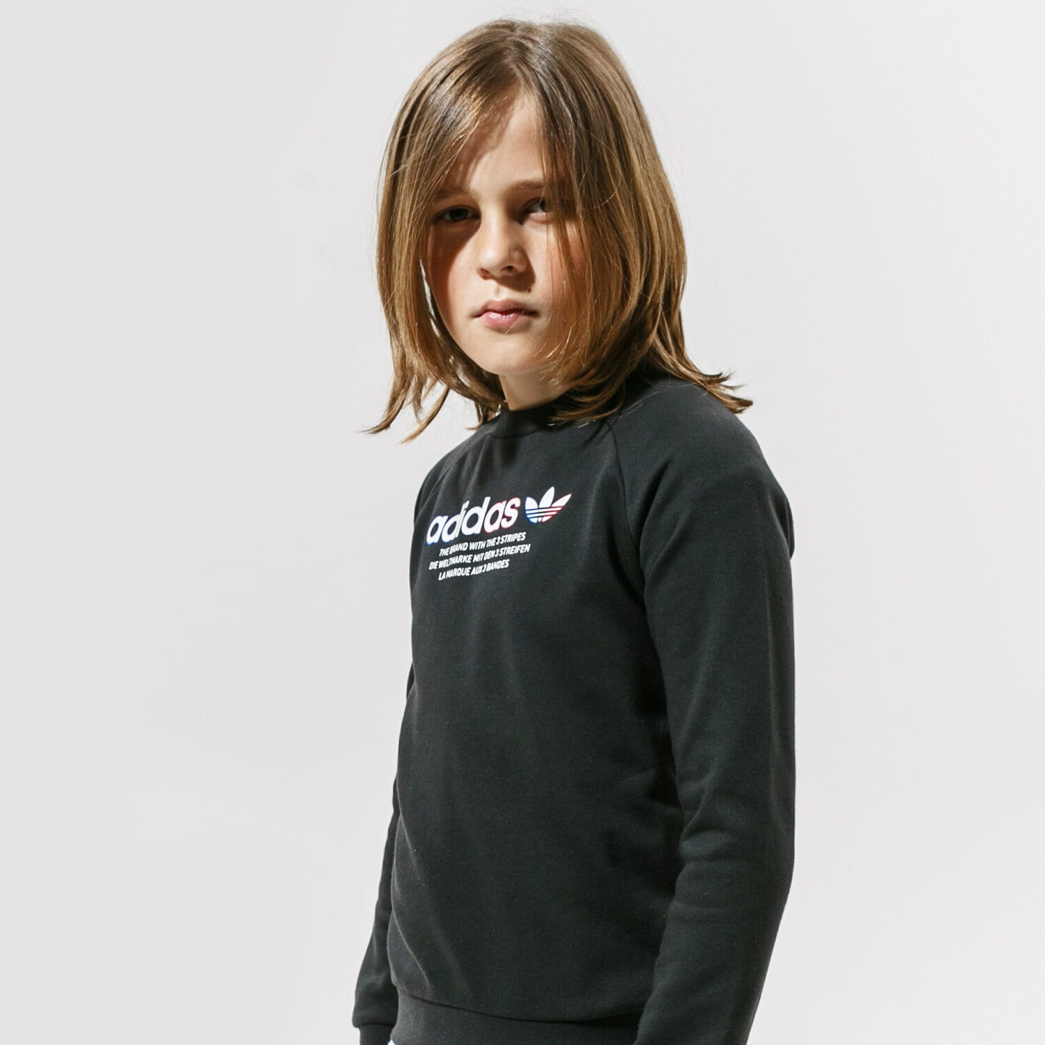 dětská mikina ADIDAS MIKINA CREW WW GN7468 ČERNÁ