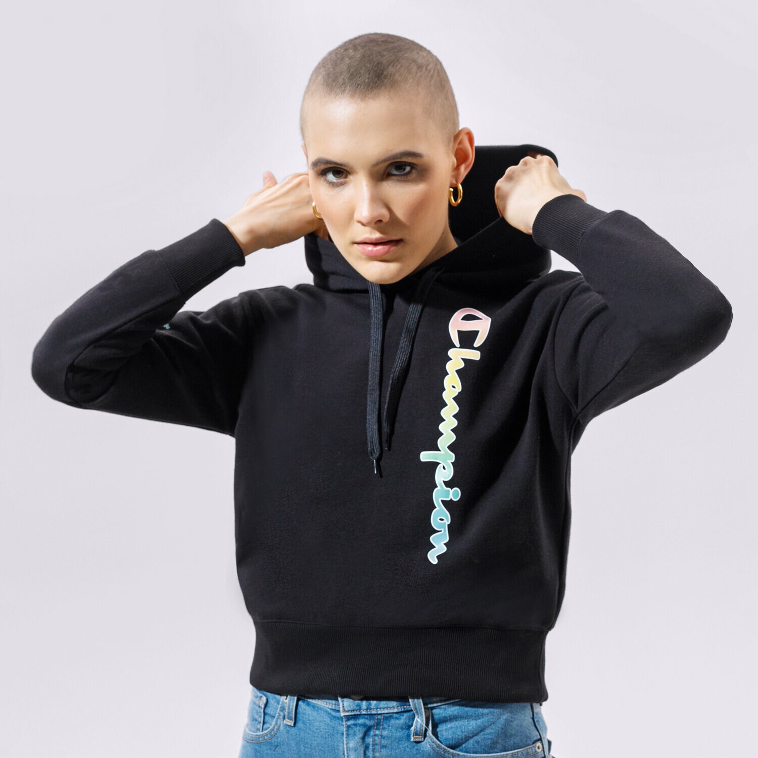 dámská mikina CHAMPION MIKINA S KAPUCÍ HOODED SWEATSHIRT 114076KK001 ČERNÁ