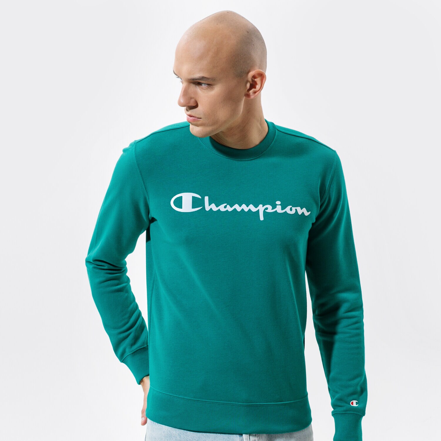 pánská mikina CHAMPION MIKINA CREWNECK SWEATSHIRT 214140GS040 ZELENÁ