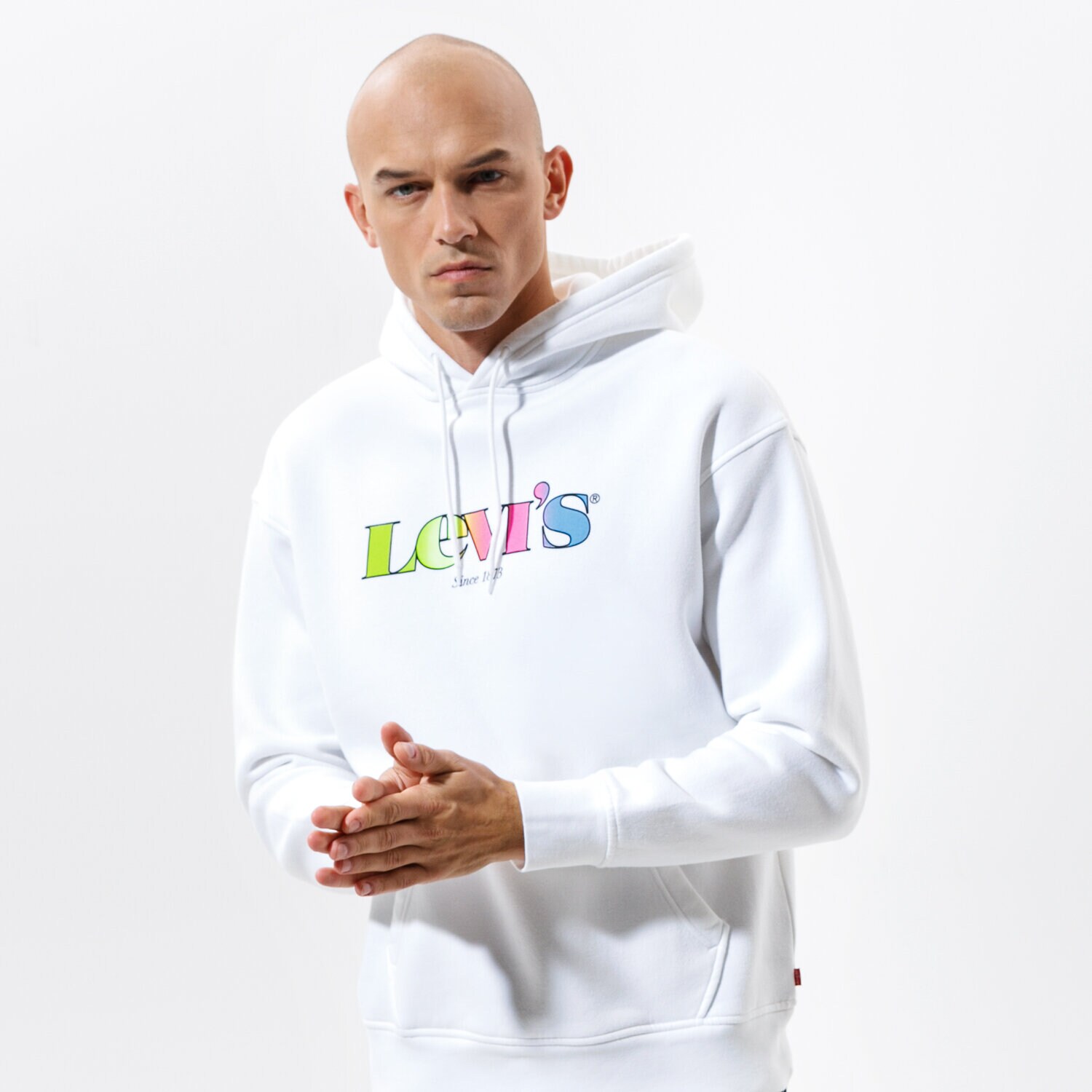 pánská mikina LEVI'S MIKINA S KAPUCÍ T3 RELAXD GRAPHIC HOODIE 38821-0042 BÍLÁ