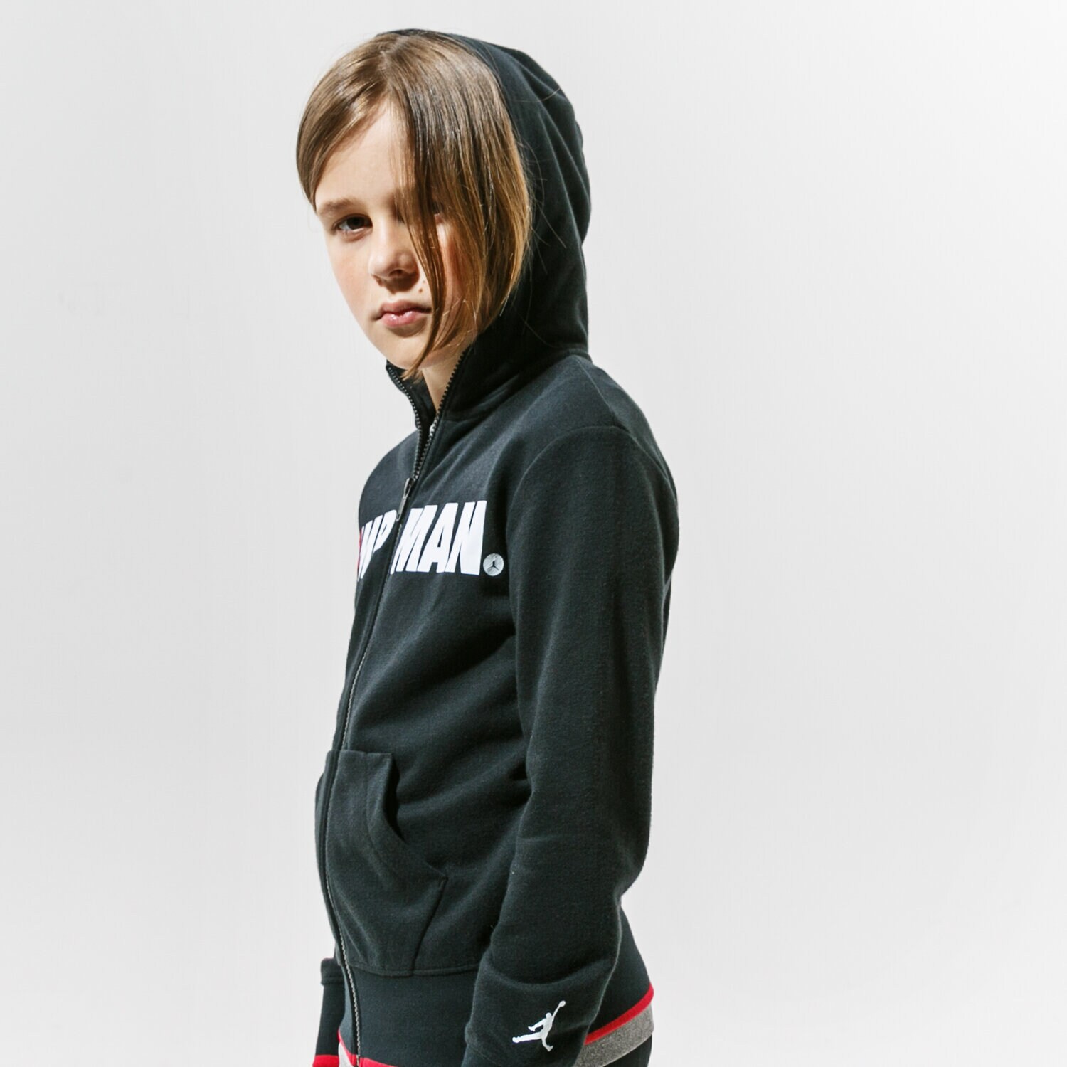 dětská mikina JORDAN MIKINA ROZEPÍNACÍ S KAPUCÍ JDB JUMPMAN BOY 95A293-023 ČERNÁ