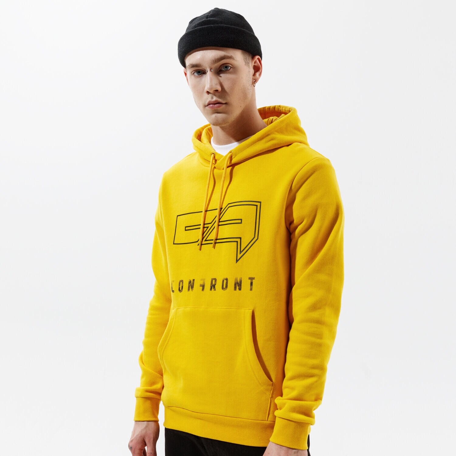 pánská mikina CONFRONT MIKINA S KAPUCÍ BIG LOGO HOODY YLW CF121BLM24003 ŽLUTÁ