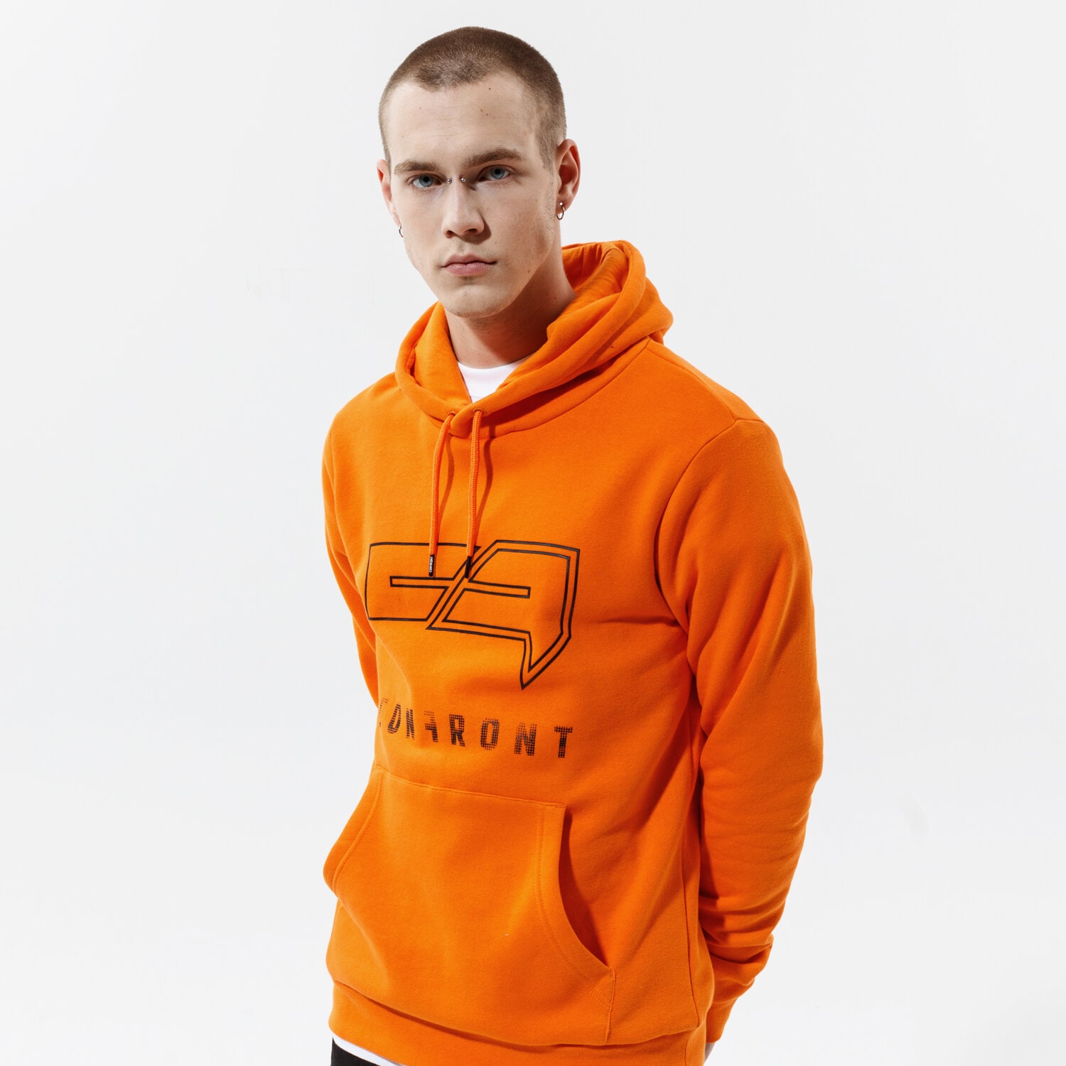 pánská mikina CONFRONT MIKINA S KAPUCÍ BIG LOGO HOODY ORA CF121BLM24004 ORANŽOVÁ