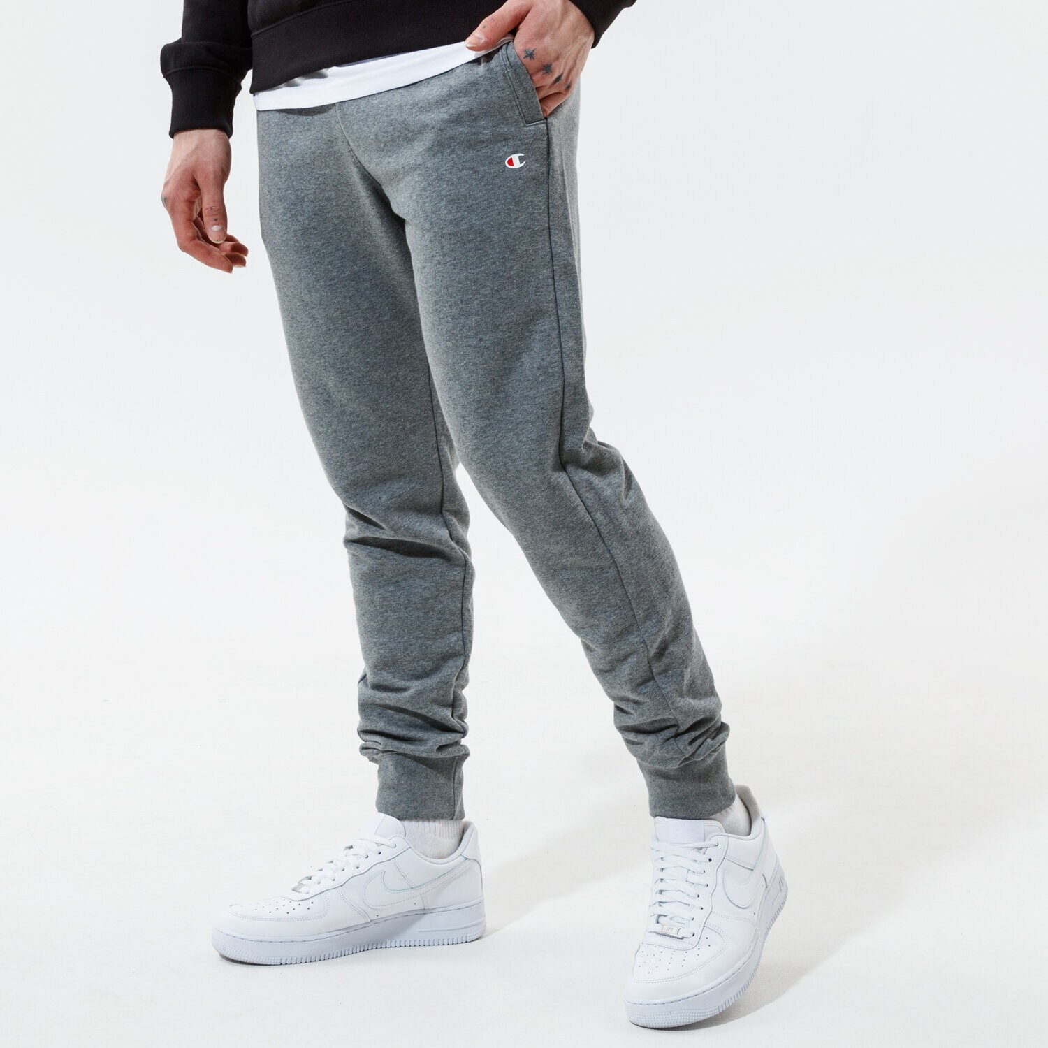 pánské kalhoty CHAMPION KALHOTY  RIB CUFF PANTS 216013EM515 ŠEDÁ