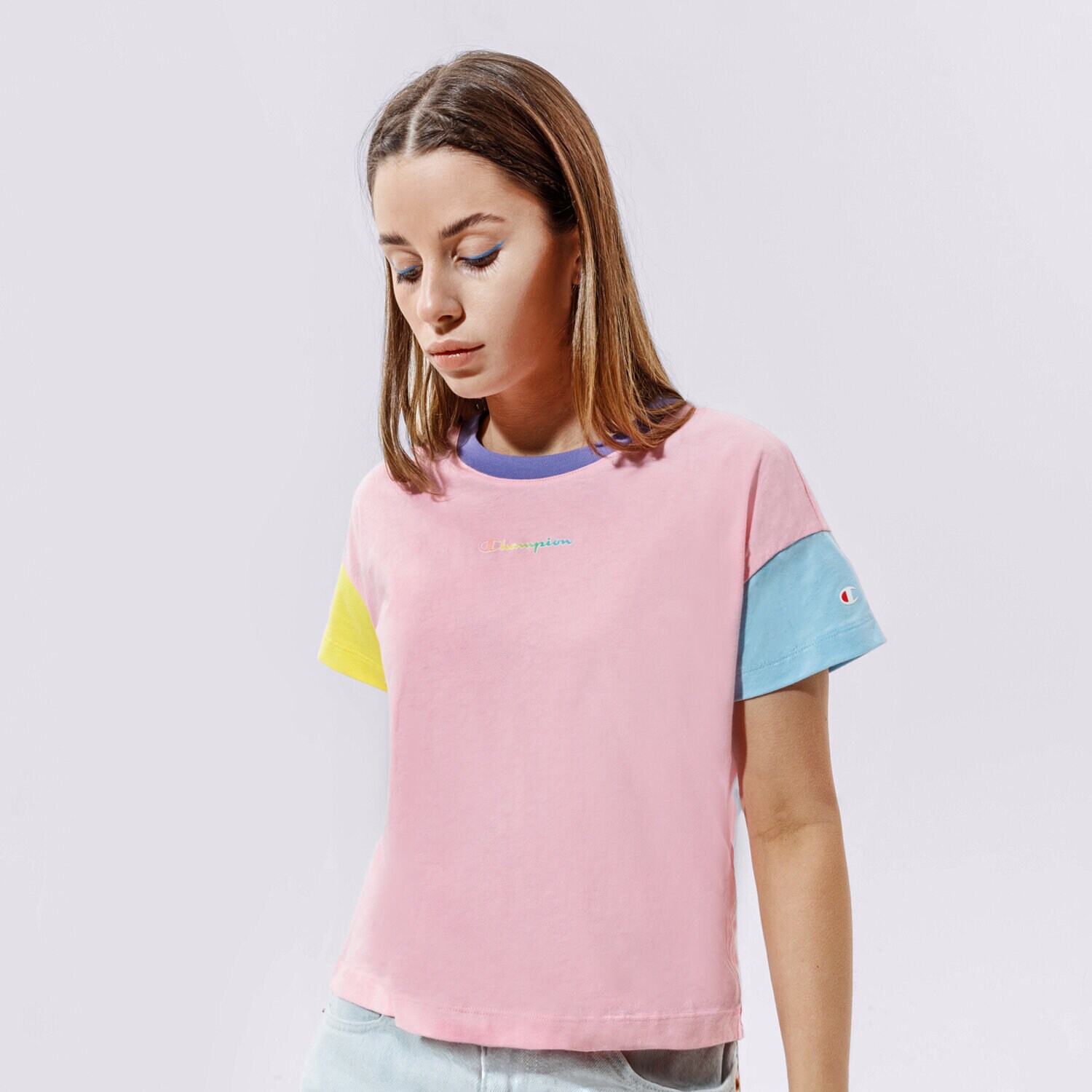 dámské tričko CHAMPION TRIČKO CREWNECK CROPTOP 114329PS024 VÍCEBAREVNÁ