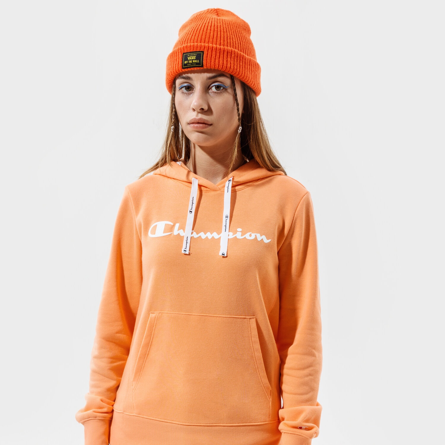 dámská mikina CHAMPION MIKINA S KAPUCÍ HOODED SWEATSHIRT 112580PS122 ORANŽOVÁ
