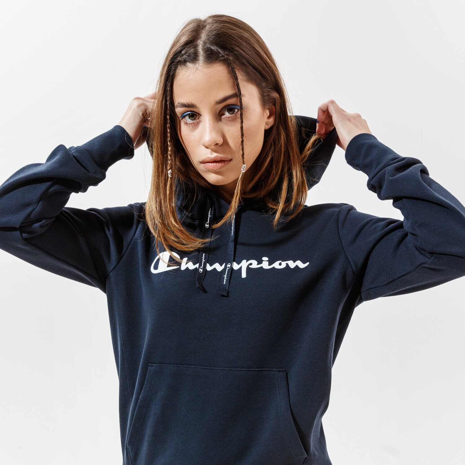dámská mikina CHAMPION MIKINA S KAPUCÍ HOODED SWEATSHIRT 112580BS501 TMAVOMODRÁ