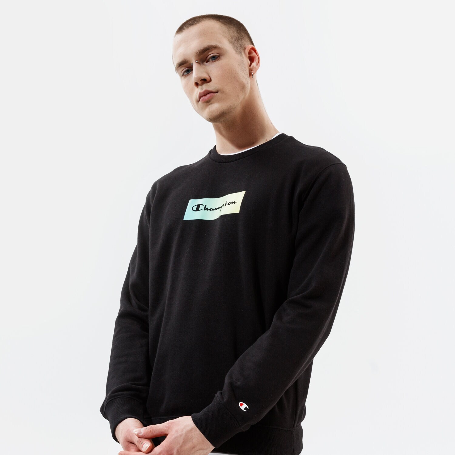 pánská mikina CHAMPION MIKINA CREWNECK SWEATSHIRT 215786KK001 ČERNÁ