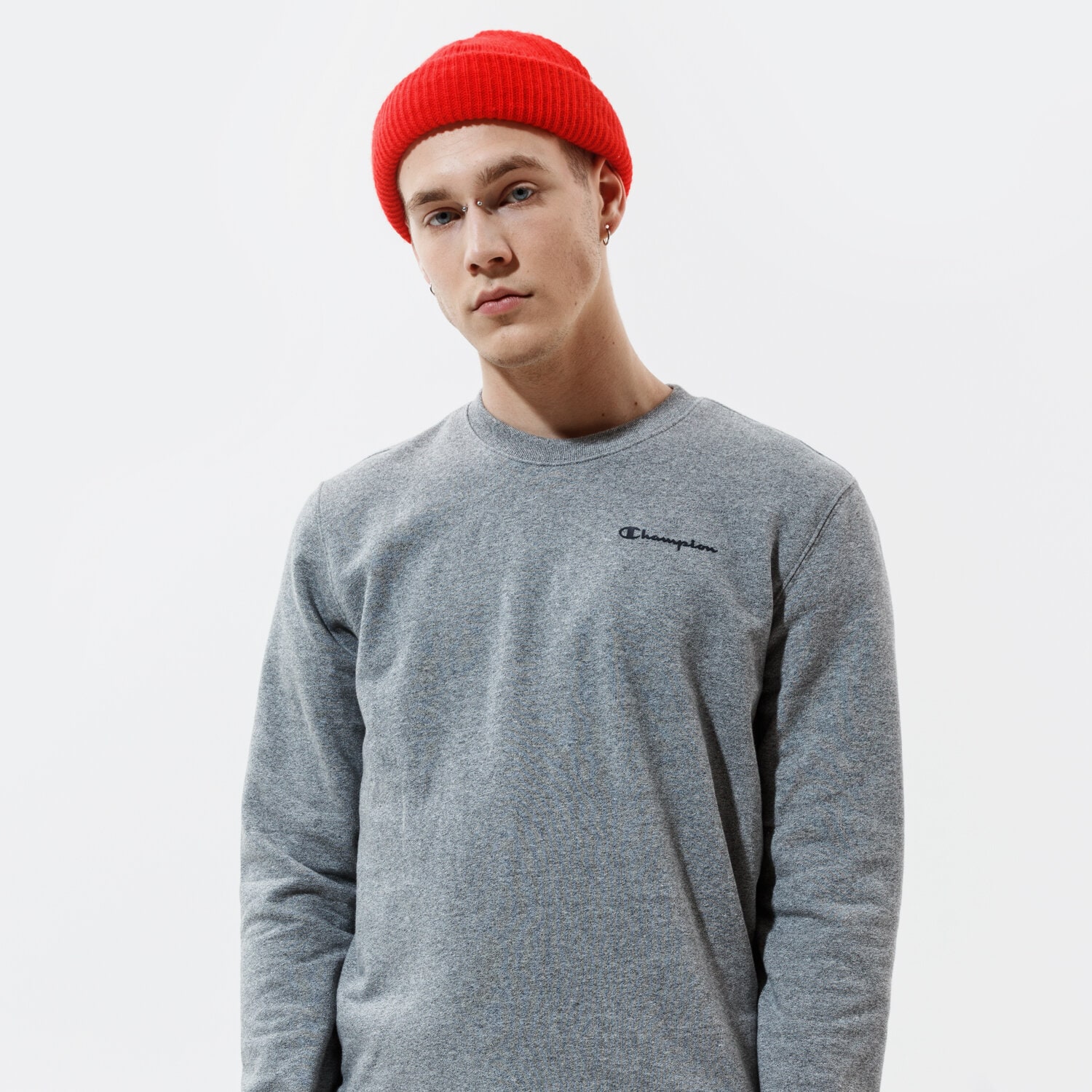 pánská mikina CHAMPION MIKINA CREWNECK SWEATSHIRT 214151EM524 ŠEDÁ