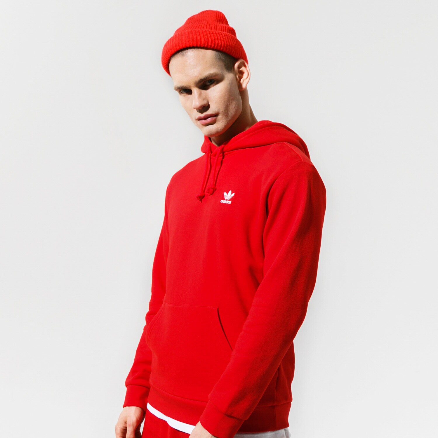 pánská mikina ADIDAS MIKINA S KAPUCÍ ESSENTIAL HOODY GN3389 ČERVENÁ