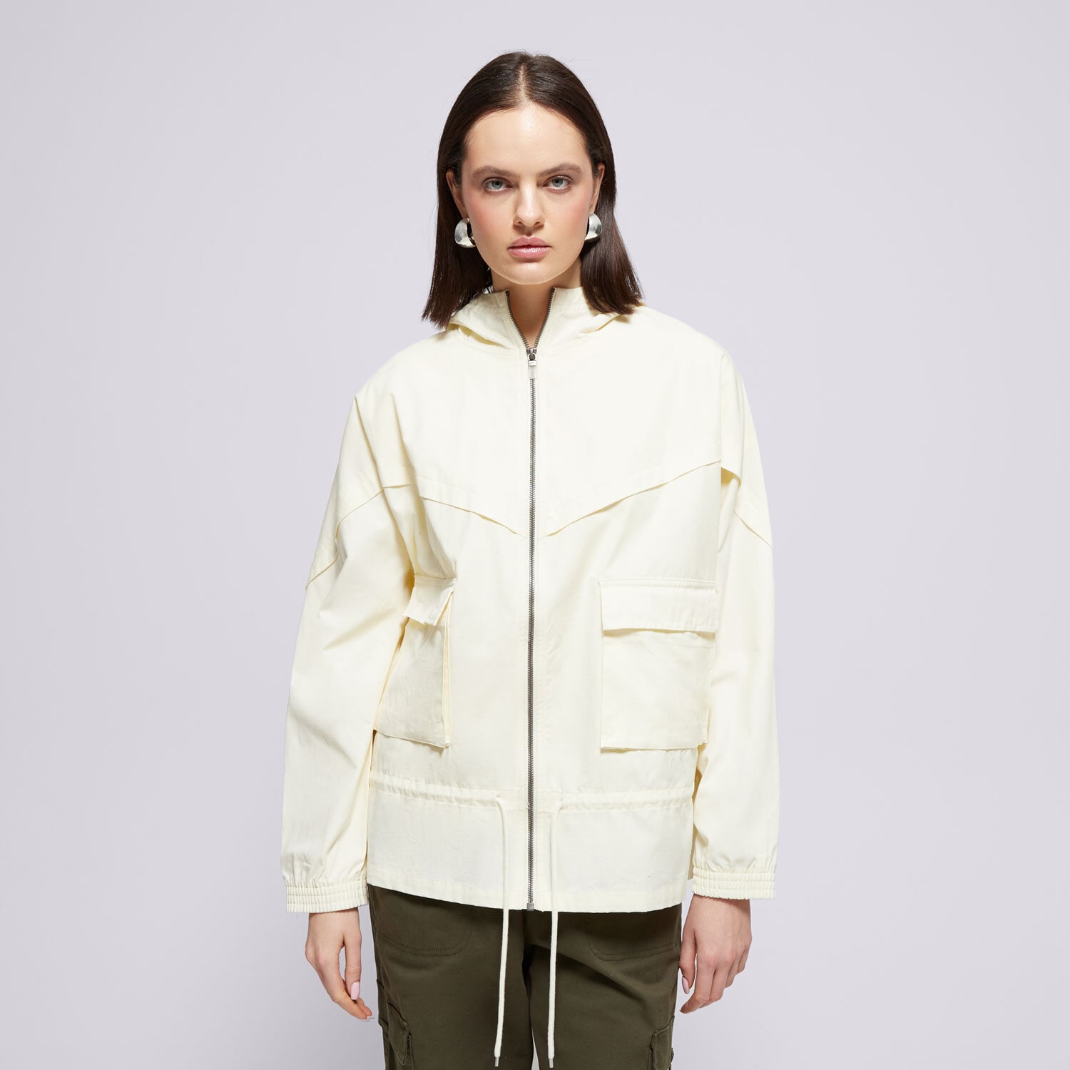 Přechodná bunda dámská (podzimní, jarní) NIKE BUNDA W NSW ICN CLSH JKT WR CANVAS CZ9328-113 BÉŽOVÁ