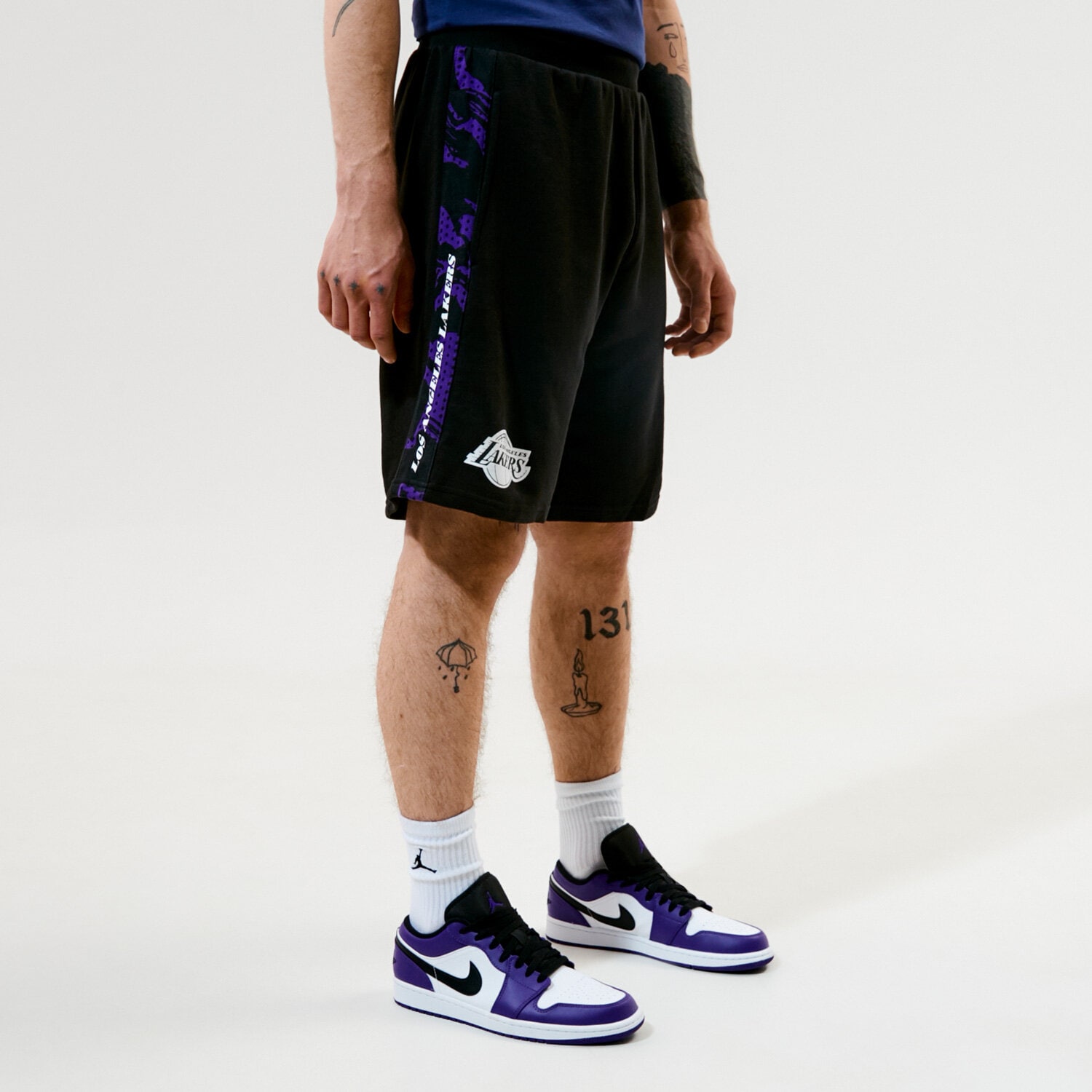 pánské kraťasy NEW ERA ŠORTKY  NBA PRINT PANEL LAKERS 12720121 ČERNÁ