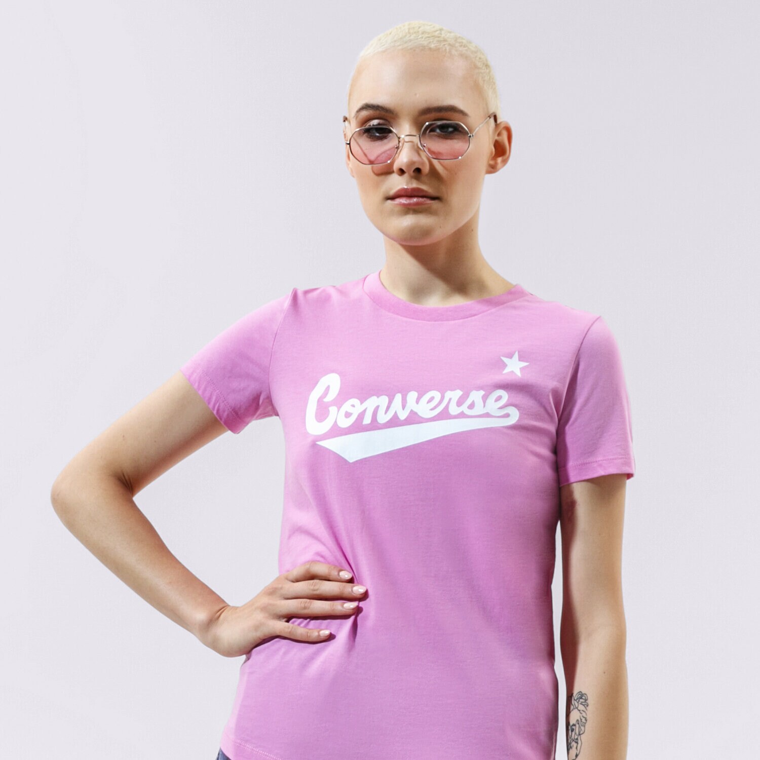 dámské tričko CONVERSE TRIČKO WMN NOVA CENTER FRONT LOGO TEE 10018268-A08 RŮŽOVÁ