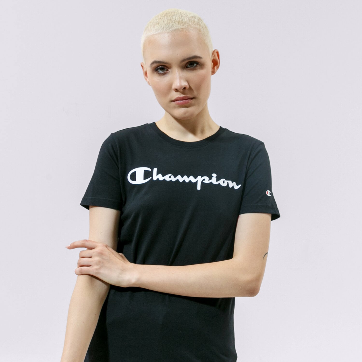 dámské tričko CHAMPION TRIČKO CREWNECK TRIČKO 114780KK001 ČERNÁ