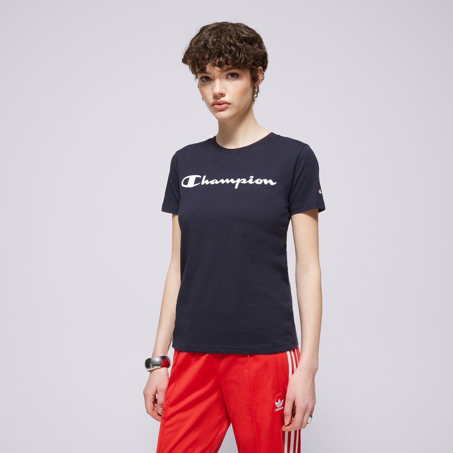 dámské tričko CHAMPION TRIČKO CREWNECK TRIČKO 114780BS501 TMAVOMODRÁ