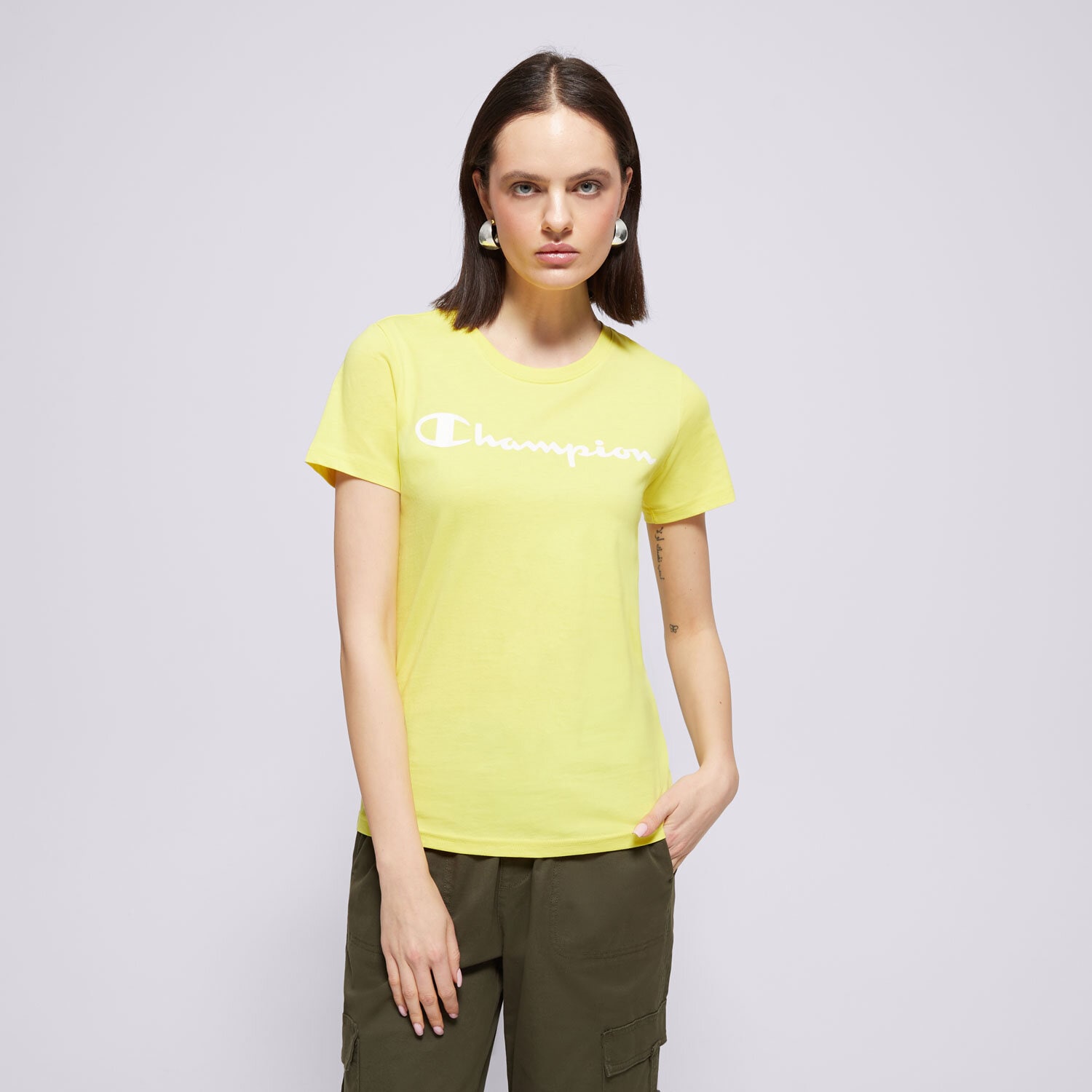 dámské tričko CHAMPION TRIČKO CREWNECK TRIČKO 114780YS021 ŽLUTÁ