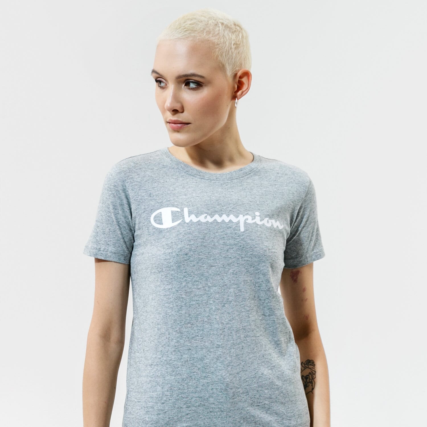dámské tričko CHAMPION TRIČKO CREWNECK TRIČKO 114780EM029 ŠEDÁ