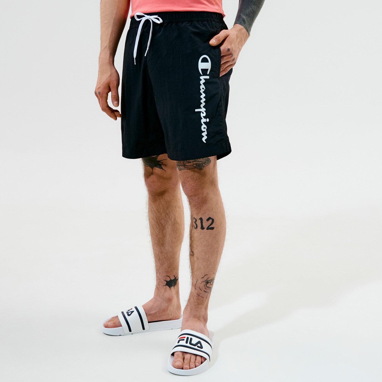 pánské kraťasy CHAMPION ŠORTKY  BEACHSHORT 216068KK001 ČERNÁ