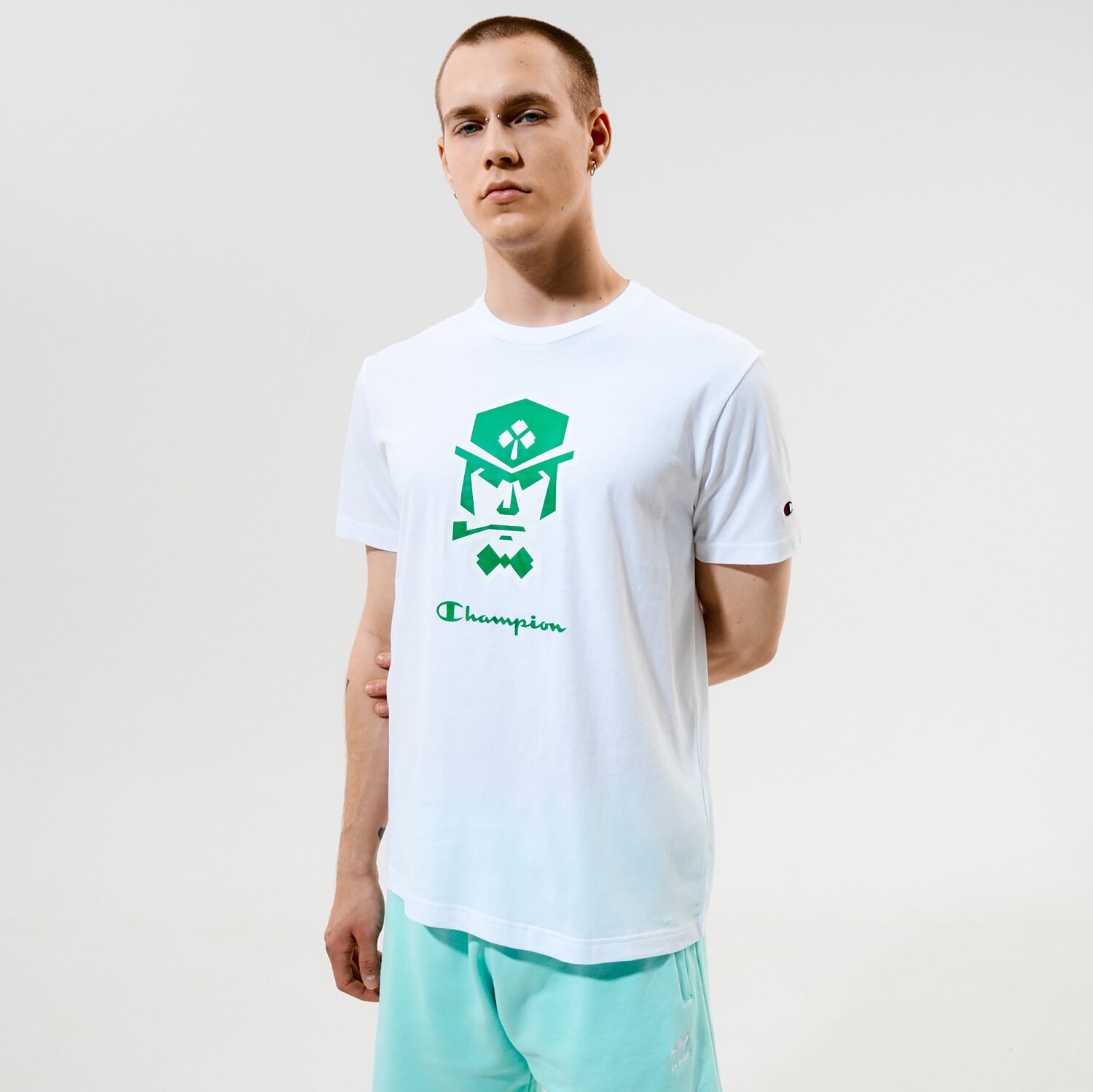 pánské tričko CHAMPION TRIČKO CREWNECK TRIČKO 215003WW001 BÍLÁ