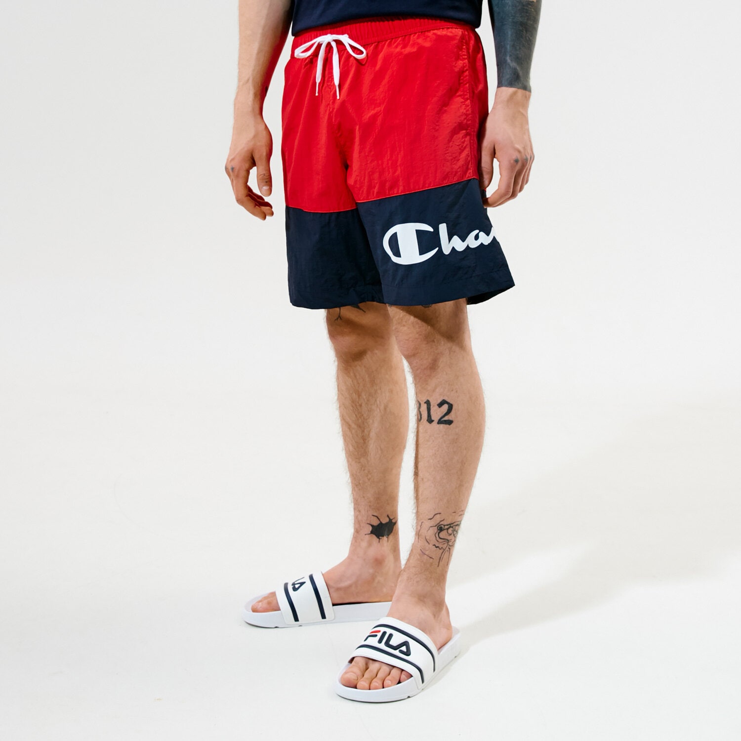 pánské kraťasy CHAMPION ŠORTKY  BEACHSHORT 216070RS046 ČERVENÁ
