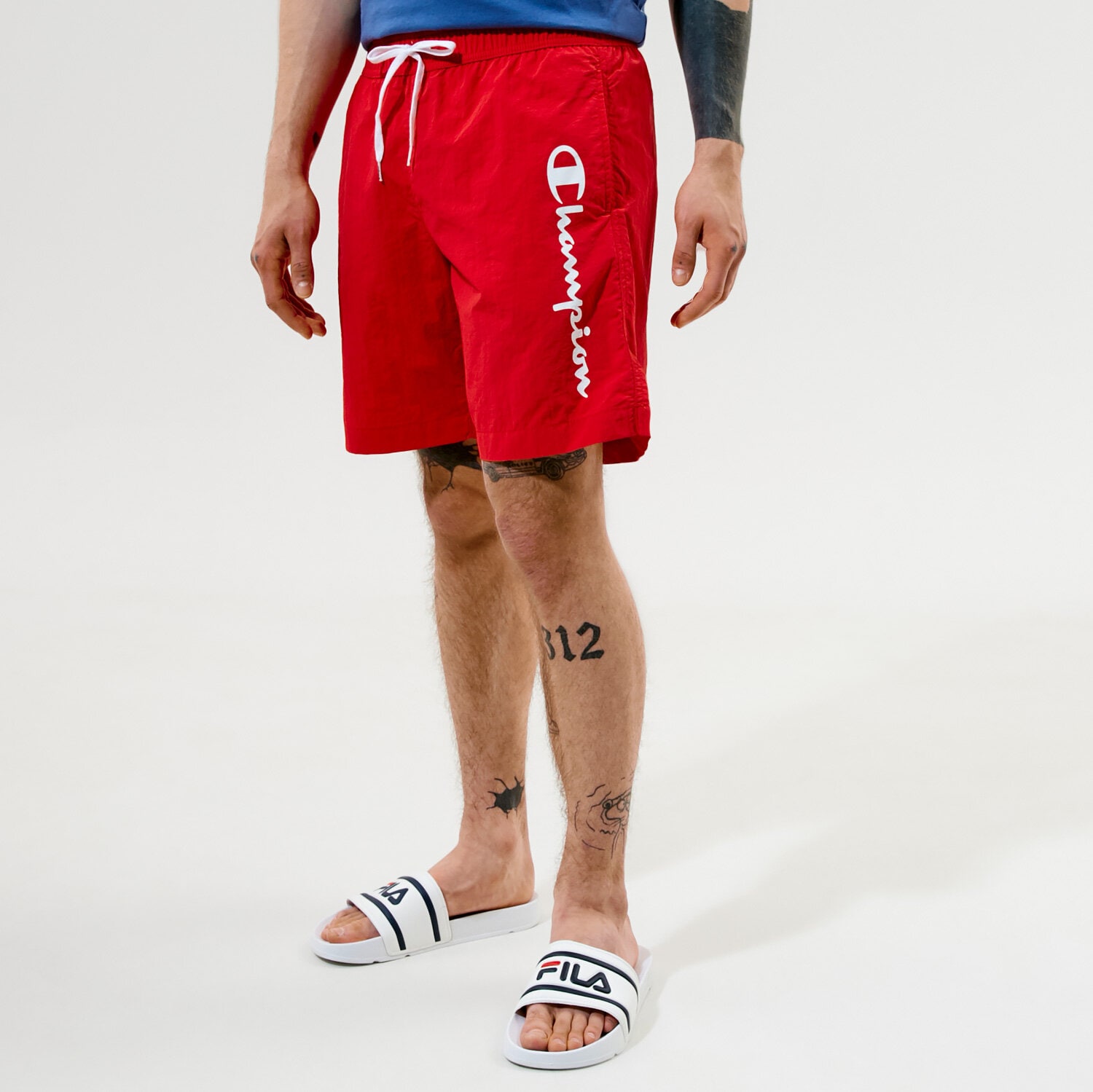 pánské kraťasy CHAMPION ŠORTKY  BEACHSHORT 216068RS046 ČERVENÁ