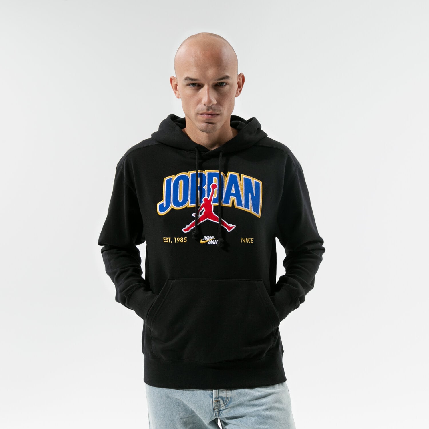 pánská mikina JORDAN MIKINA S KAPUCÍ M J JMPMN FLC PO DA7184-010 ČERNÁ