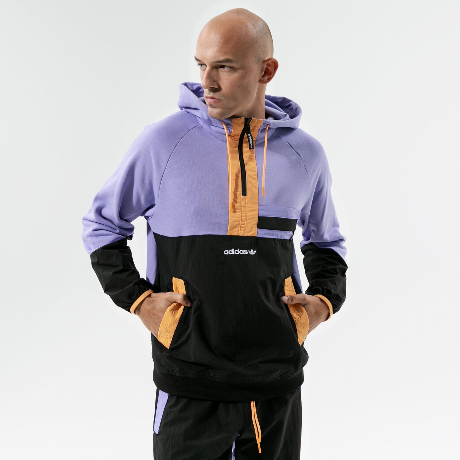 pánská mikina ADIDAS MIKINA S KAPUCÍ ADV CLR BLK HZ GN2366 FIALOVÁ