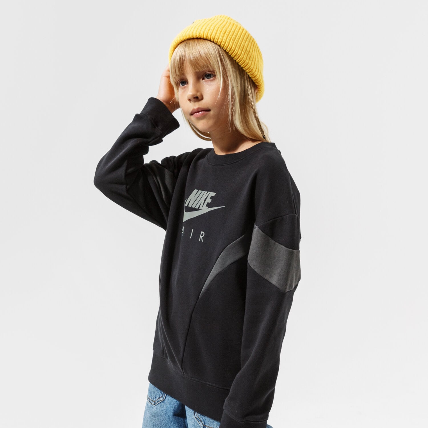 dětská mikina NIKE GIRLS' AIR BOYFRIEND CREW SWEATSHIRT JUNIOR GIRL DD7135-010 ČERNÁ