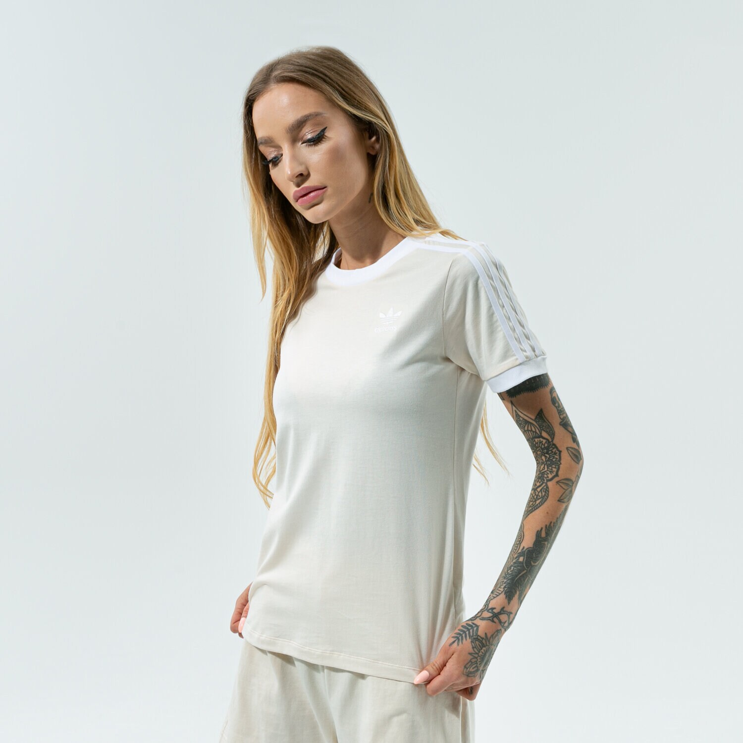 dámské tričko ADIDAS TRIČKO 3 STRIPES TEE H33573 BÉŽOVÁ