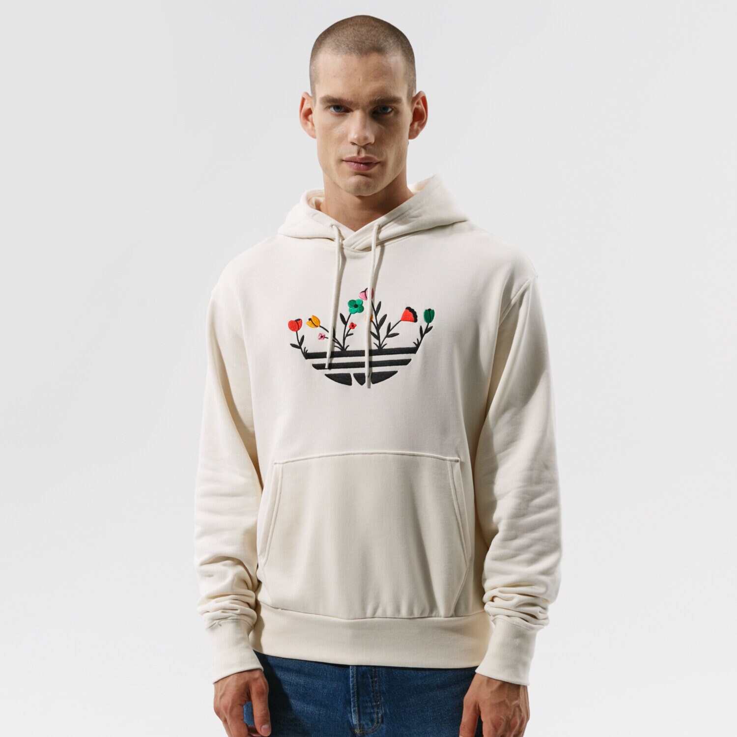 pánská mikina ADIDAS MIKINA FLORAL TREFOIL H32306 BÉŽOVÁ
