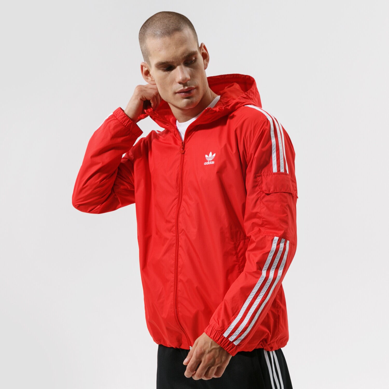 Přechodná bunda pánská (podzimní, jarní) ADIDAS BUNDA 3-STRIPES WB H06685 ČERVENÁ