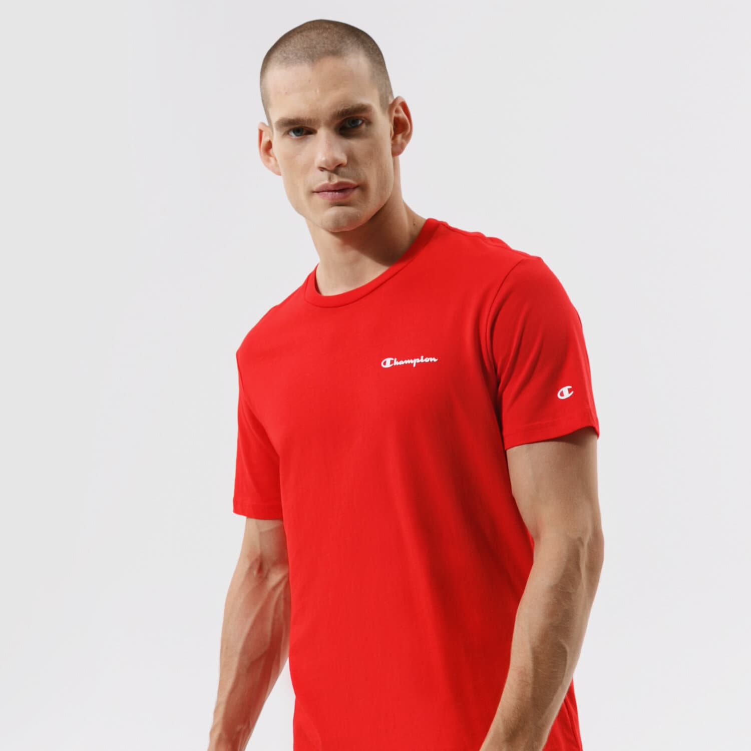 pánské tričko CHAMPION TRIČKO CREWNECK TRIČKO 214153RS046 ČERVENÁ