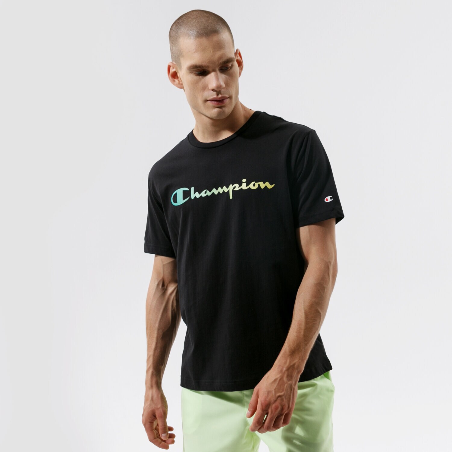 pánské tričko CHAMPION TRIČKO CREWNECK TRIČKO 215791KK001 ČERNÁ