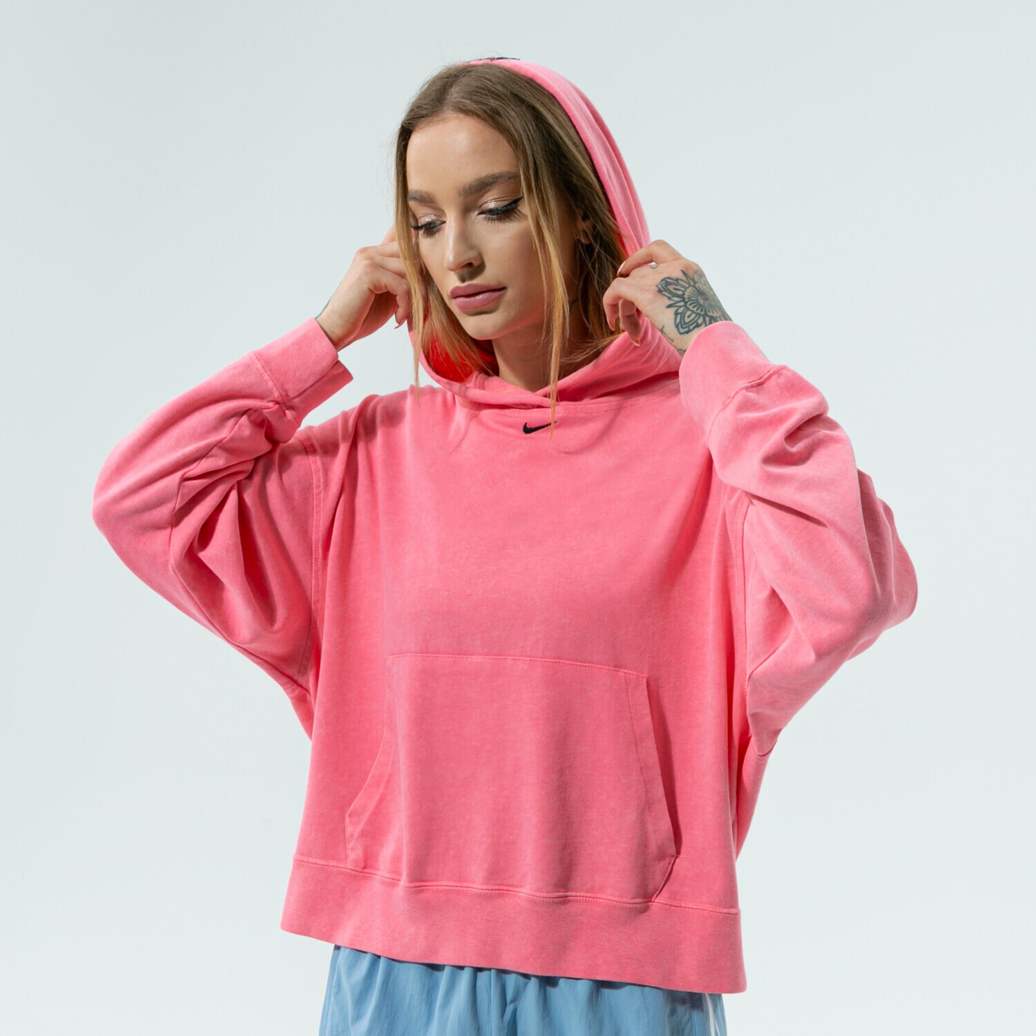 dámská mikina NIKE MIKINA S KAPUCÍ W NSW WASH HOODIE CZ9854-675 RŮŽOVÁ