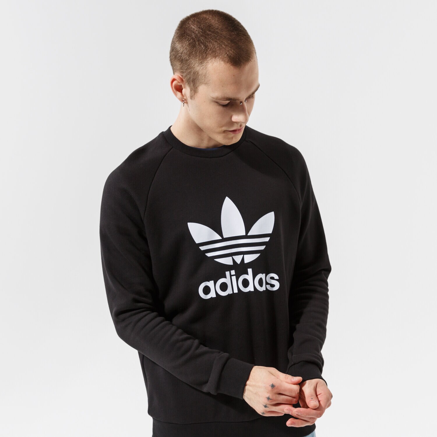pánská mikina ADIDAS MIKINA TREFOIL CREW H06651 ČERNÁ